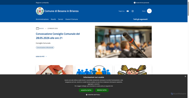 Security scan screenshot of https://www.comune.besanainbrianza.mb.it