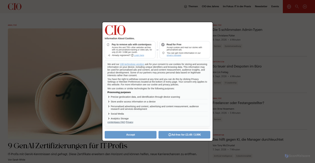 Security scan screenshot of https://www.cio.de