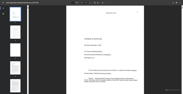 Security scan screenshot of https://intelligence.house.gov/uploadedfiles/carter_page_hpsci_hearing_transcript_nov_2_2017.pdf