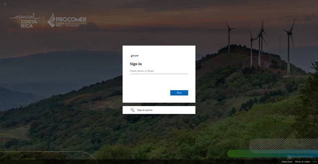 Security scan screenshot of https://procomercostarica-my.sharepoint.com