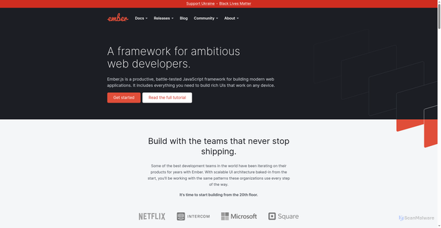 Security scan screenshot of https://emberjs.com