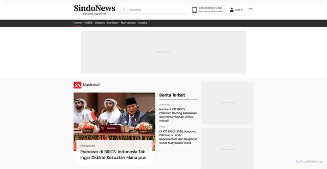 Security scan screenshot of https://nasional.sindonews.com