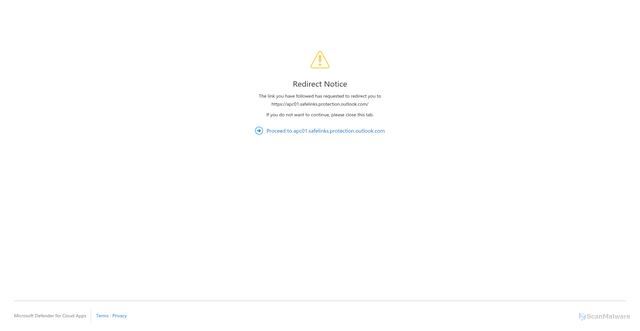 Security scan screenshot of https://apc01.safelinks.protection.outlook.com.mcas.ms
