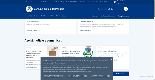 Security scan screenshot of https://www.comune.vallidelpasubio.vi.it/