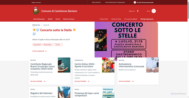 Security scan screenshot of https://www.comune.castelnovobariano.ro.it