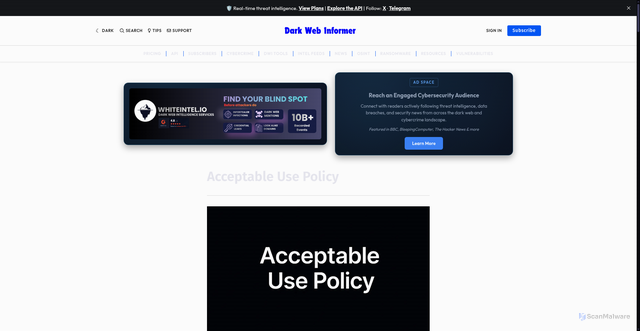 Security scan screenshot of https://darkwebinformer.com