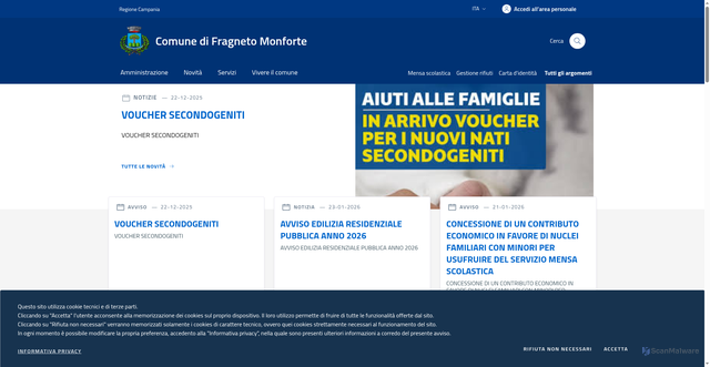 Security scan screenshot of https://www.comune.fragnetomonforte.bn.it/