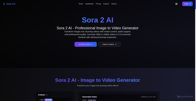 Security scan screenshot of https://sora2ai.io/