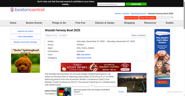 Security scan screenshot of https://www.bostoncentral.com/events/fenway-bowl/p68048.php