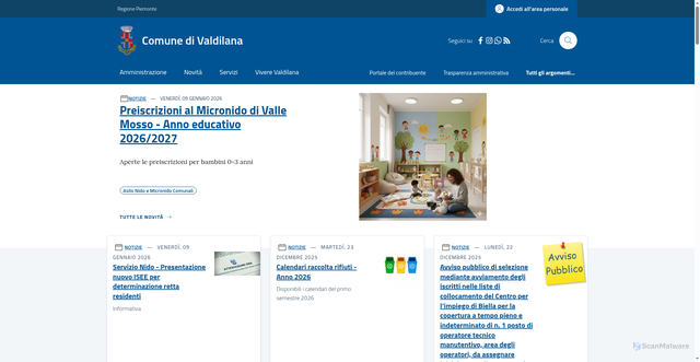 Security scan screenshot of https://www.comune.valdilana.bi.it/