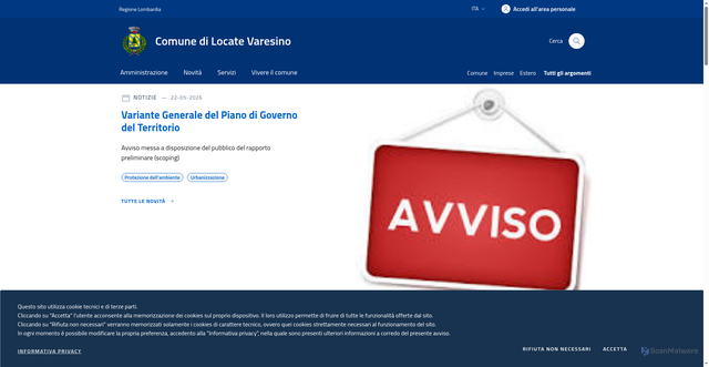 Security scan screenshot of https://www.comune.locatevaresino.co.it