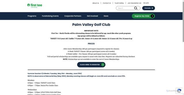 Security scan screenshot of https://firstteenorthflorida.org/palm-valley-golf-club-summer/