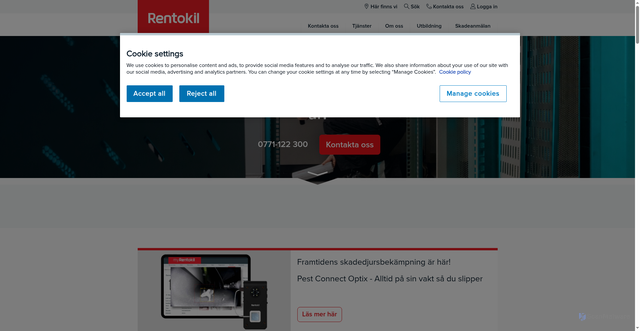 Security scan screenshot of https://xn--skadedjurbekmparna-wtb.se