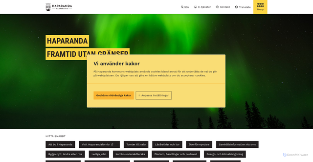 Security scan screenshot of https://www.haparanda.se/