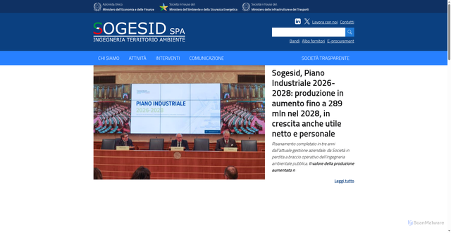 Security scan screenshot of https://www.sogesid.it