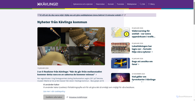 Security scan screenshot of https://www.kavlinge.se/