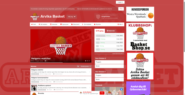Security scan screenshot of https://arvikabasket.se