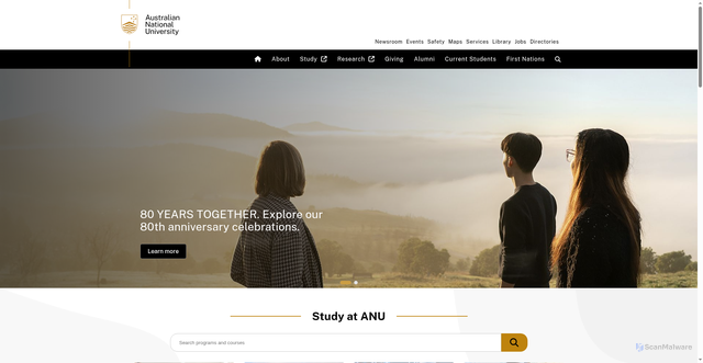 Security scan screenshot of https://anu.edu.au