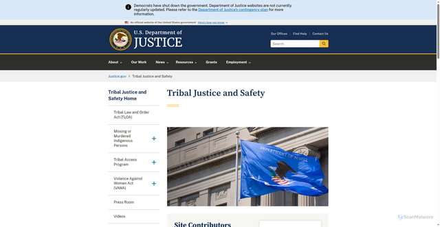 Security scan screenshot of https://www.justice.gov/tribal