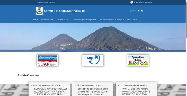 Security scan screenshot of https://www.comune.santa-marina-salina.me.it/