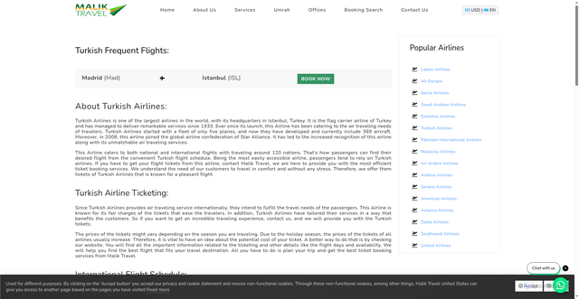 Security scan screenshot of https://us.maliktravel.net/airline/turkish-airlines/