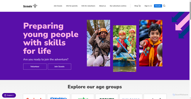 Security scan screenshot of https://www.scouts.org.uk