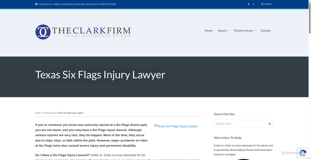 Security scan screenshot of https://www.theclarkfirmtexas.com/texas-six-flags-injury-lawyer/