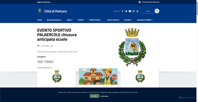 Security scan screenshot of https://www.policoro.basilicata.it/