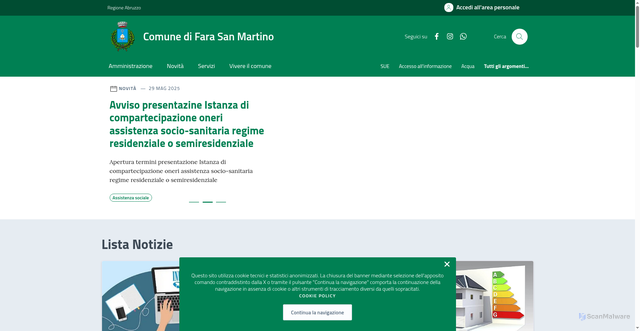 Security scan screenshot of https://comune.farasanmartino.ch.it/