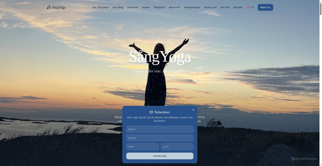 Security scan screenshot of https://sangyoga.se