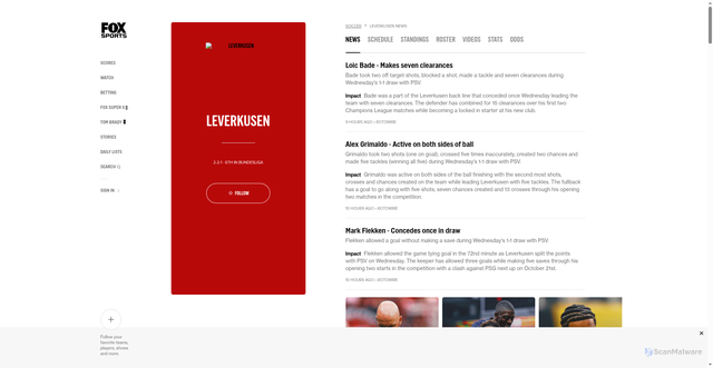 Security scan screenshot of https://www.foxsports.com/soccer/bayer-leverkusen-team