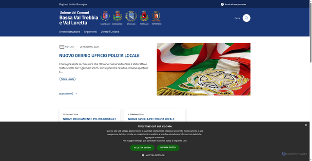 Security scan screenshot of https://www.unionecomuni-valtrebbia-valluretta.it/