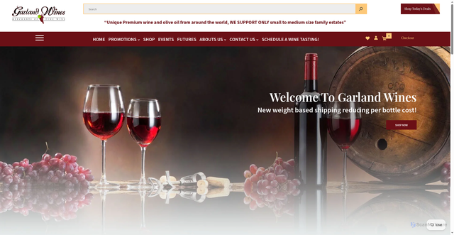 Security scan screenshot of https://garlandwines.com