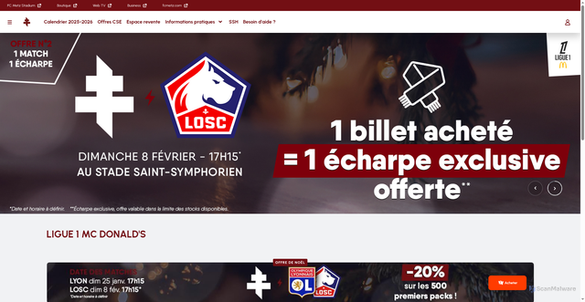 Security scan screenshot of https://www.billetterie-fcmetz.com/fr