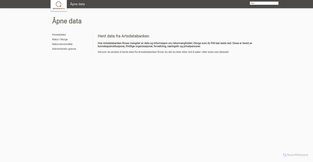 Security scan screenshot of https://data.artsdatabanken.no
