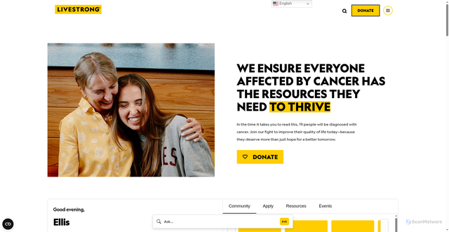 Security scan screenshot of https://livestrong.org/