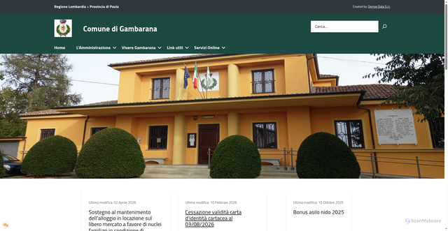 Security scan screenshot of https://www.comune.gambarana.pv.it