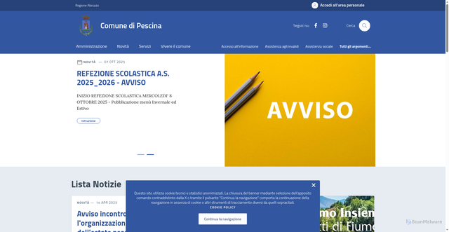Security scan screenshot of https://comune.pescina.aq.it/