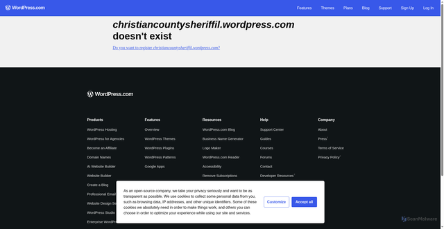 Security scan screenshot of https://wordpress.com/typo/?subdomain=christiancountysheriffil
