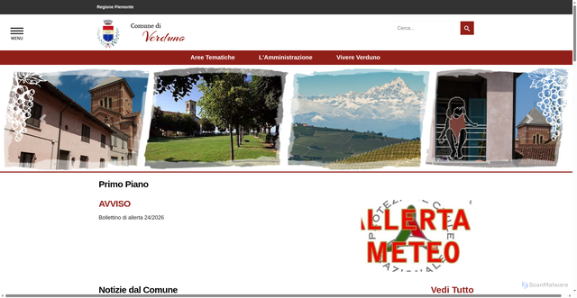 Security scan screenshot of https://www.comune.verduno.cn.it/