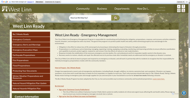 Security scan screenshot of https://westlinnoregon.gov/westlinnready