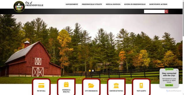 Security scan screenshot of https://www.friendsvilletn.gov/
