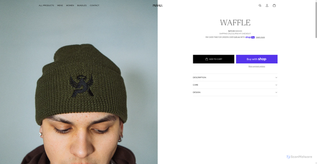 Security scan screenshot of https://pravall.com/products/waffle