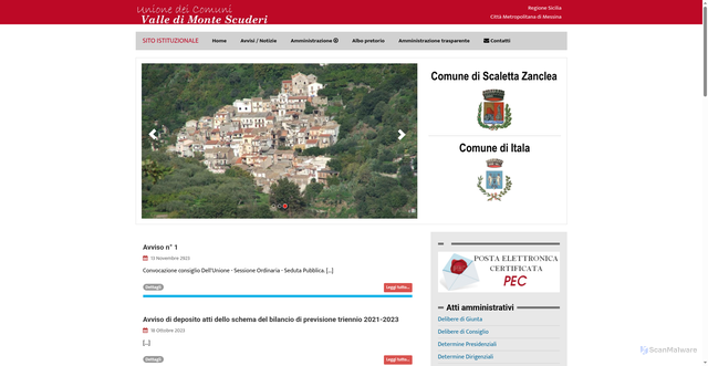 Security scan screenshot of https://www.unionevalledimontescuderi.it/