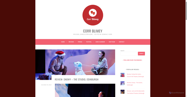 Security scan screenshot of https://corrblimey.uk/2025/12/20/review-snowy-the-studio-edinburgh/