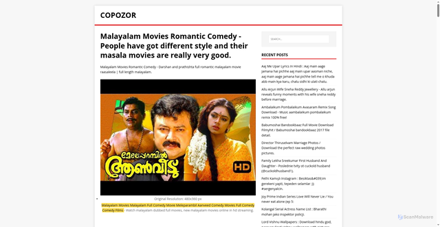 Security scan screenshot of https://rozopos.pages.dev/posts/malayalam-movies-romantic-comedy/