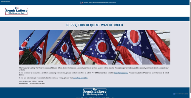 Security scan screenshot of https://bsportal.ohiosos.gov/