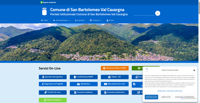 Security scan screenshot of https://www.comune.sanbartolomeovalcavargna.co.it/