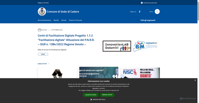 Security scan screenshot of https://www.comune.vodo.bl.it/it