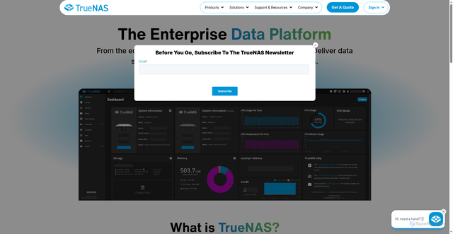 Security scan screenshot of https://usage.truenas.com